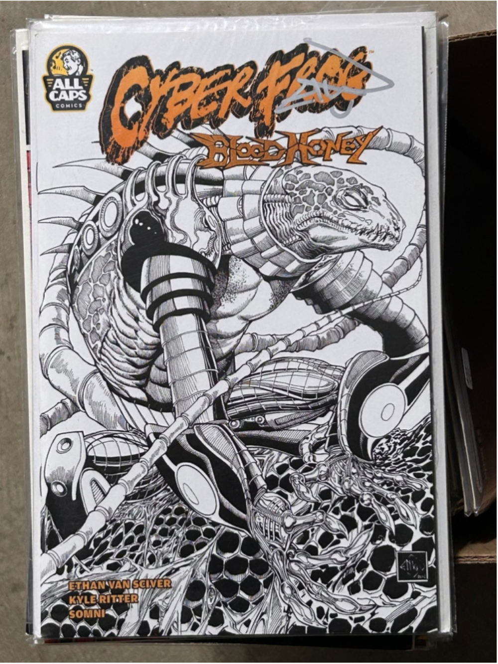 All Caps Comics Cyber Force Blood Honey Black White Cover Art Indie Autographed